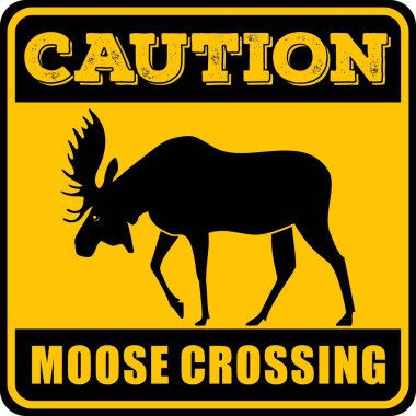 Yol işareti-dikkat hayvan, Moose Crossing. Vektör Illustration