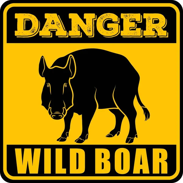 Road sign - Danger Animal, Wild Boar. Vector illustration — Stock Vector