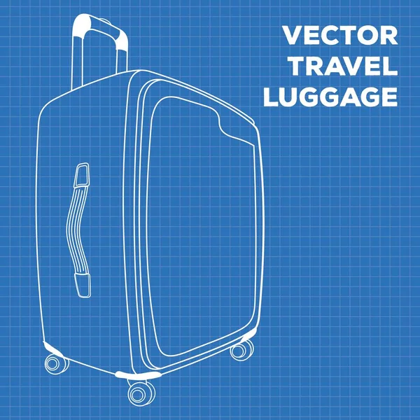 Blueprint of Suitcase or travel luggage isolated on white background. Vector illustration — Stock Vector