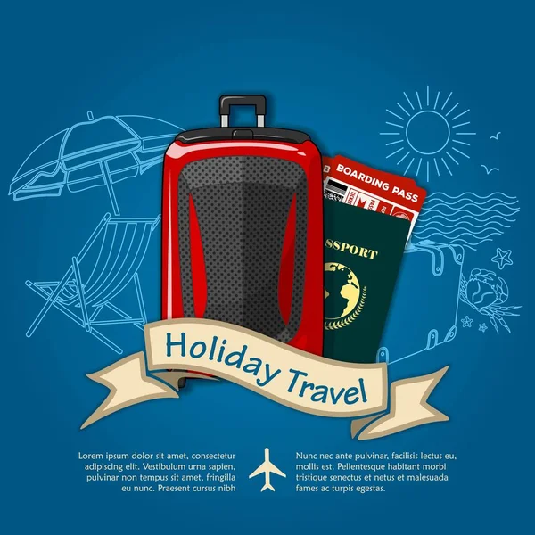 Holiday Travel banner or poster. Concept for travel and vacations. Vector illustration — Stock Vector