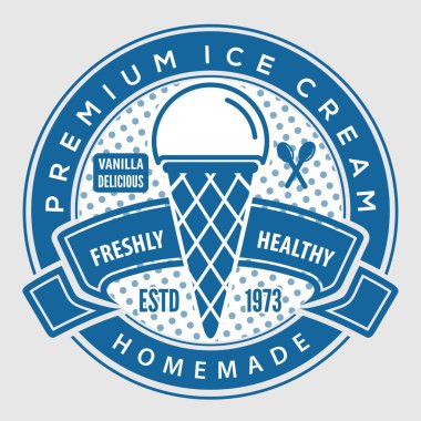 Dondurma rozet veya etiket tasarım. Vektör çizim