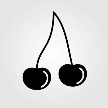 Beyaz arka plan üzerinde izole kiraz simgesi. Vektör çizim