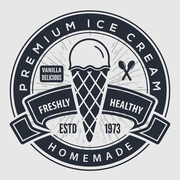 Ice Cream Badge or Label design. Vector Illustration
