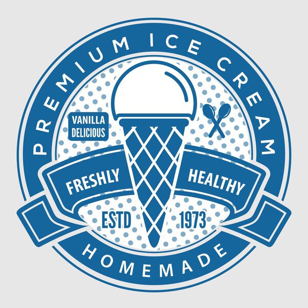 Ice Cream Badge or Label design. Vector Illustration