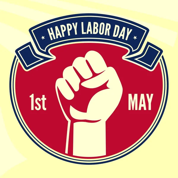 Insigne de la Journée internationale des travailleurs ou dessin d'étiquette. Illustration vectorielle — Image vectorielle