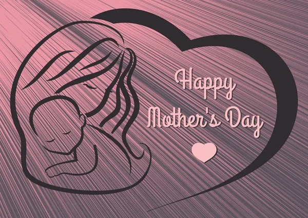 Den matek blahopřání s symbolem Maminka a miminko. Vektorové ilustrace — Stockový vektor