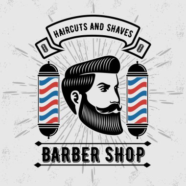 Kuaför dükkanı vintage etiket, rozet veya amblem. 