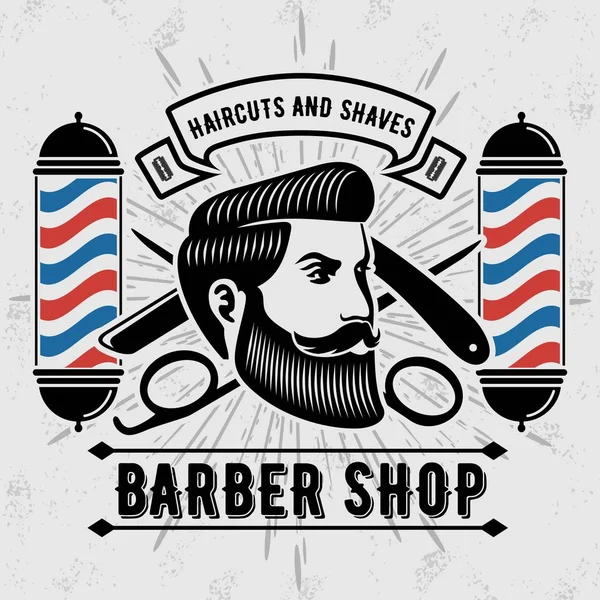 Barber shop vintage label, badge, or emblem. — Stock Vector