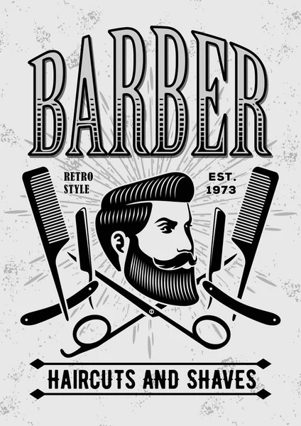 Barber shop vintage label, badge, or emblem. — Stock Vector