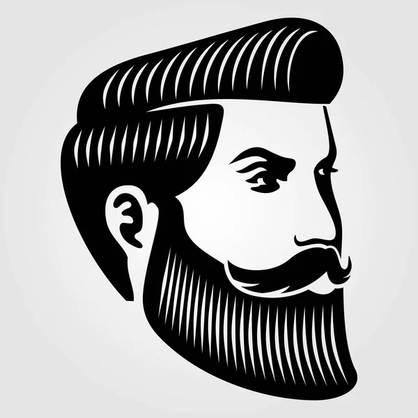 Bearded men, hipster face. Fashion silhouette, emblem, icon, label. Vector illustration