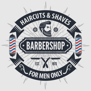 Kuaför dükkanı vintage etiket, rozet veya amblem. 