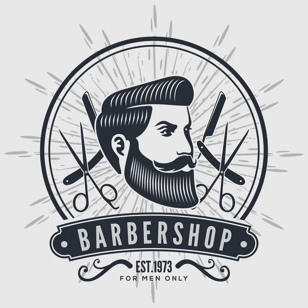 Friseursalon Vintage-Etikett, Abzeichen oder Emblem. — Stockvektor