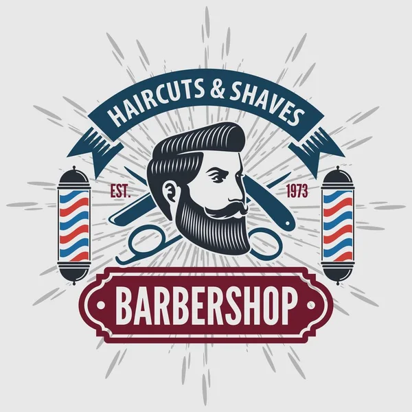 Barbier étiquette vintage, insigne ou emblème . — Image vectorielle