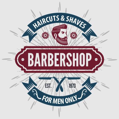Kuaför dükkanı vintage etiket, rozet veya amblem. 