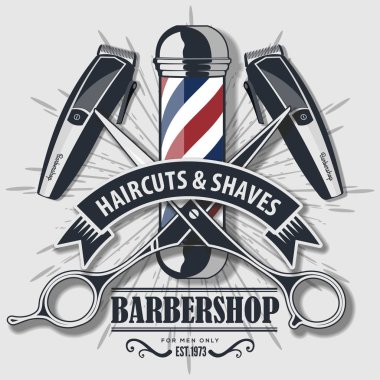 Kuaför dükkanı vintage etiket, rozet veya amblem. 