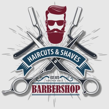 Kuaför dükkanı vintage etiket, rozet veya amblem. 