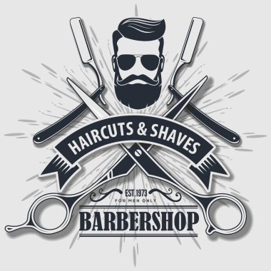 Kuaför dükkanı vintage etiket, rozet veya amblem. 