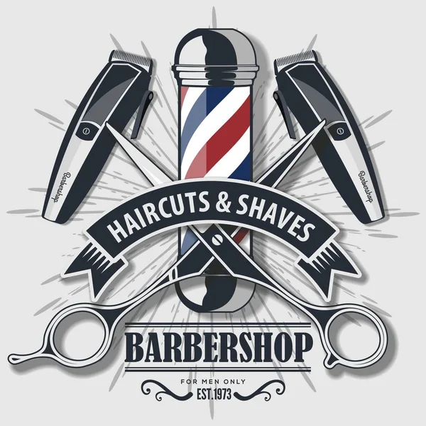 Friseursalon Vintage-Etikett, Abzeichen oder Emblem. — Stockvektor