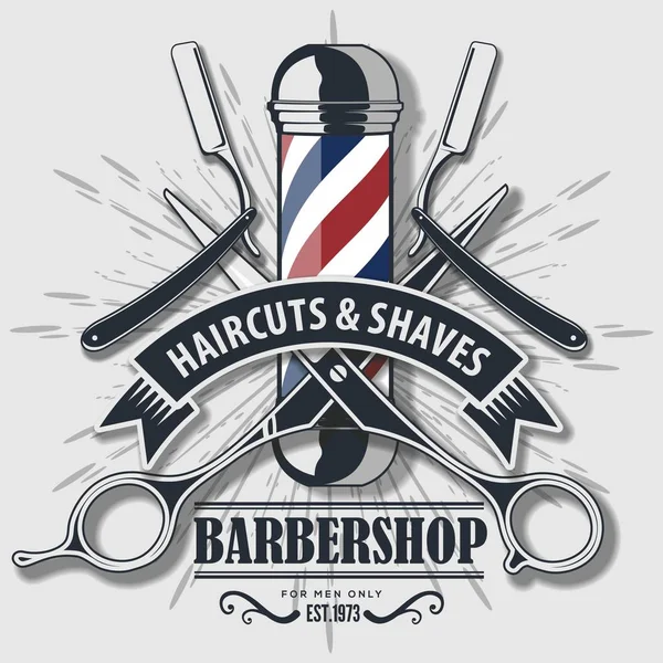 Barber shop vintage label, odznak nebo znak. — Stockový vektor