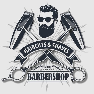 Kuaför dükkanı vintage etiket, rozet veya amblem. 