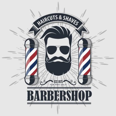 Kuaför dükkanı vintage etiket, rozet veya amblem. 