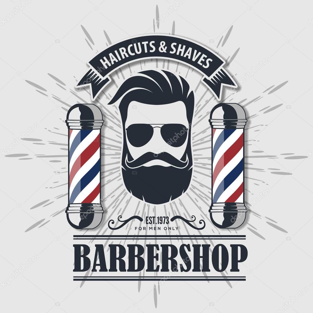 Barber shop vintage label, badge, or emblem. 
