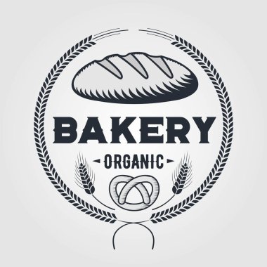Fırın veya ekmek dükkanı logosu, vintage tarzı amblem