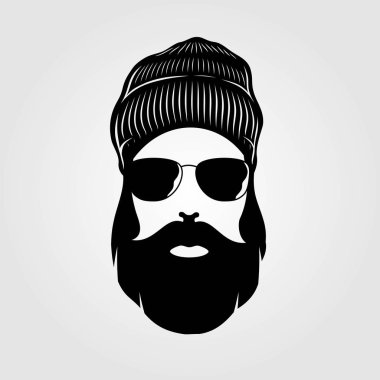 Örgü şapkalı sakallı erkekler, hipster surat.  