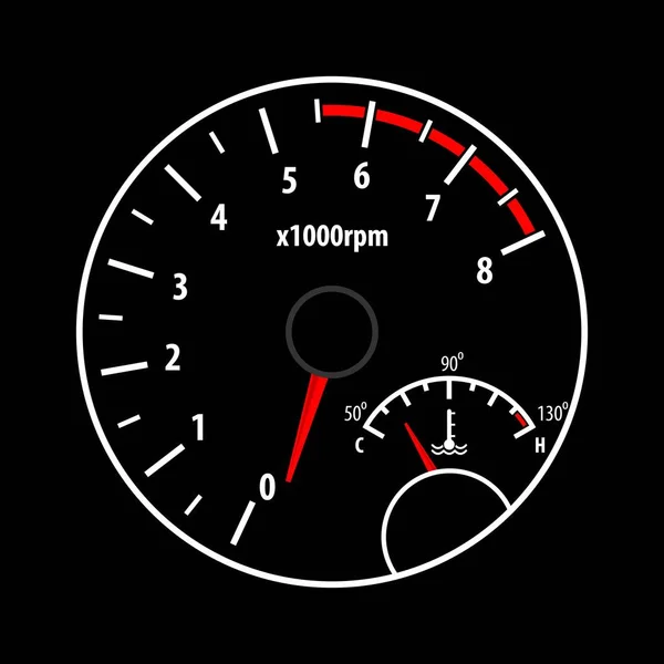 Toerenteller en auto motor temperatuurmeter — Stockvector