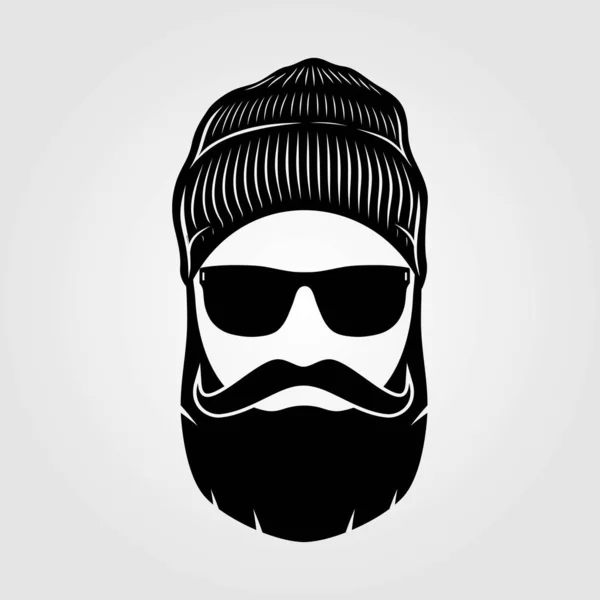 Hommes barbus en bonnet tricoté, visage hipster . — Image vectorielle