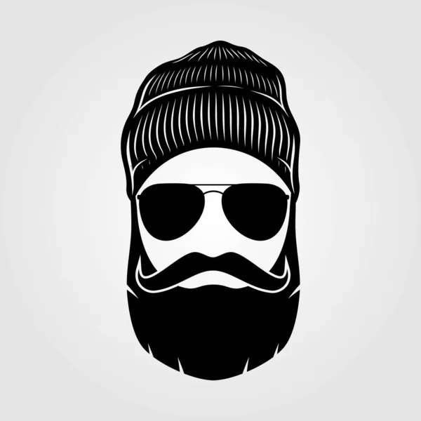 Bearded men in knit hat, hipster face. — Stock Vector