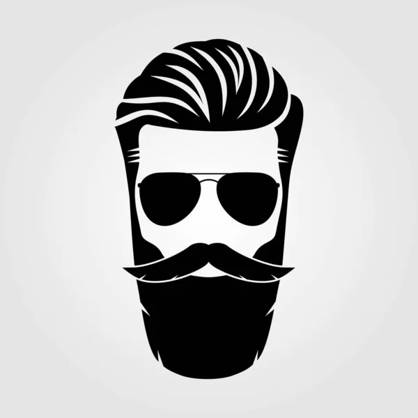 Hommes barbus, visage hipster. Silhouette de mode, emblème, icône, étiquette. Illustration vectorielle — Image vectorielle