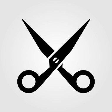 Beyaz arka plan üzerinde izole saç makası silueti. Vektör çizimi