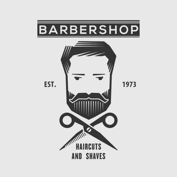 Friseursalon Vintage-Etikett, Abzeichen oder Emblem. Vektorillustration — Stockvektor