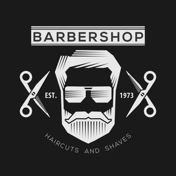 Barbeiro loja rótulo vintage, crachá, ou emblema. Ilustração vetorial — Vetor de Stock