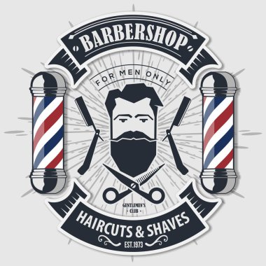 Kuaför dükkanı vintage etiket, rozet veya amblem. 