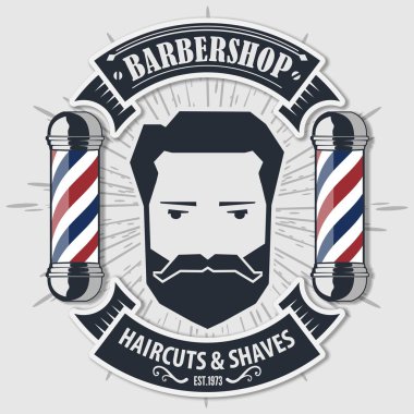 Kuaför dükkanı vintage etiket, rozet veya amblem. 