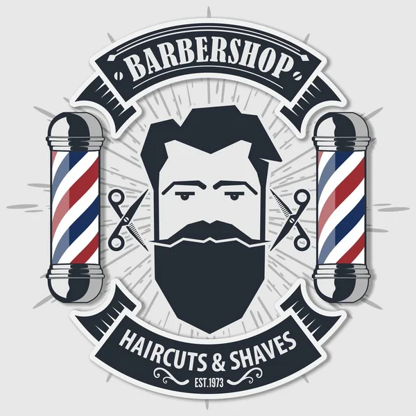 Barbeiro loja rótulo do vintage, crachá, ou emblema . —  Vetores de Stock