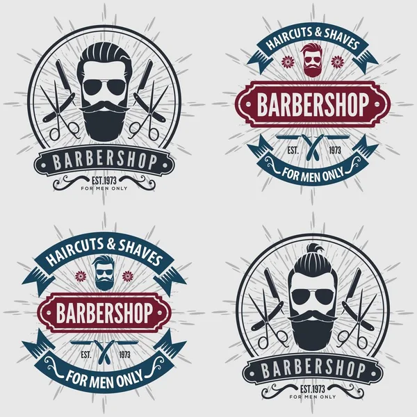Conjunto de logotipos ou crachás vintage Barber Shop — Vetor de Stock