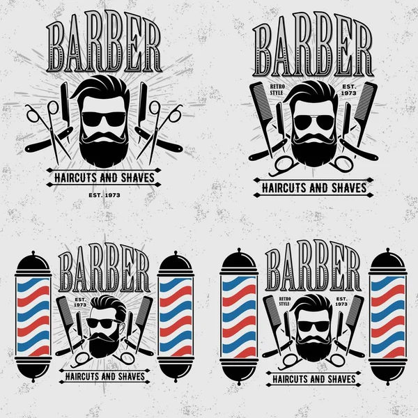 Conjunto de logotipos ou crachás vintage Barber Shop — Vetor de Stock