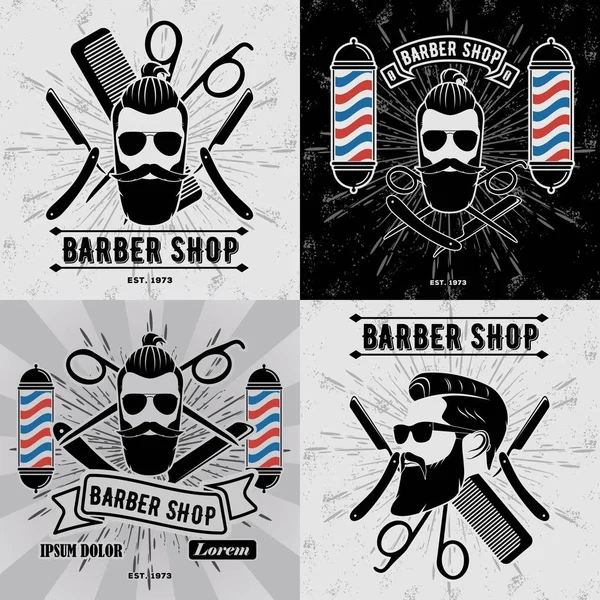 Conjunto de logotipos ou crachás vintage Barber Shop —  Vetores de Stock