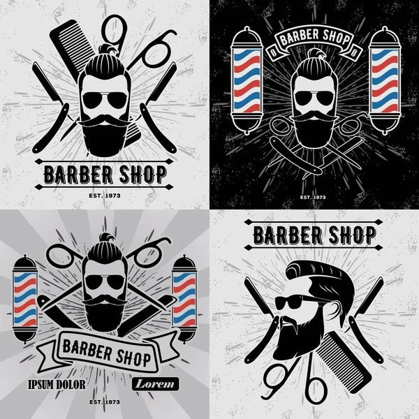 Conjunto de logotipos ou crachás vintage Barber Shop — Vetor de Stock