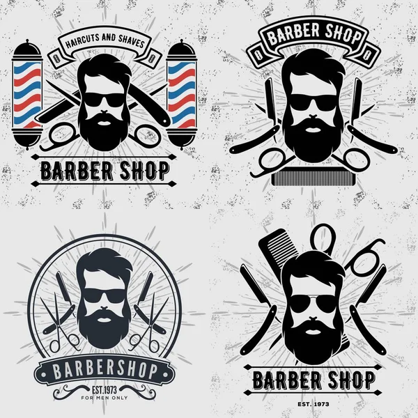Conjunto de logotipos, rótulos ou crachás vintage Barber Shop — Vetor de Stock
