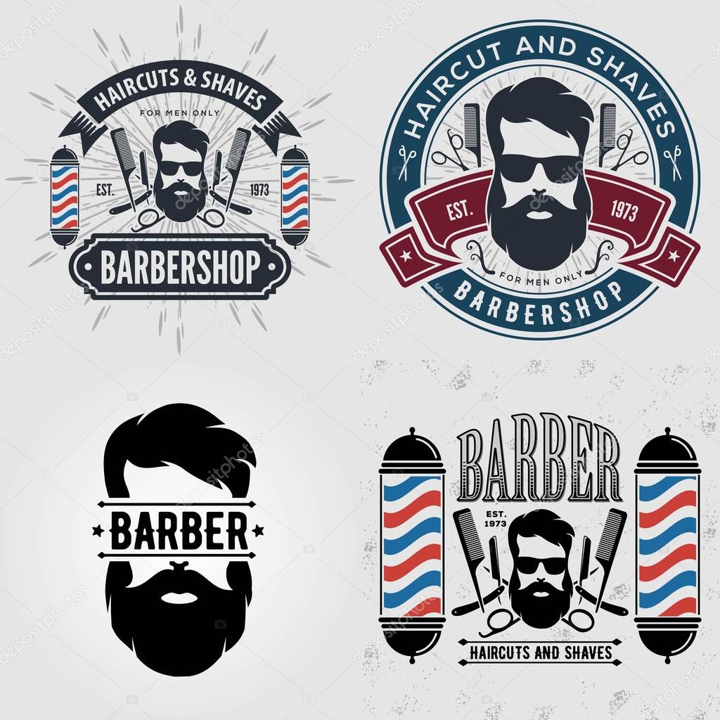 Set of vintage Barber Shop logos, labels or badges