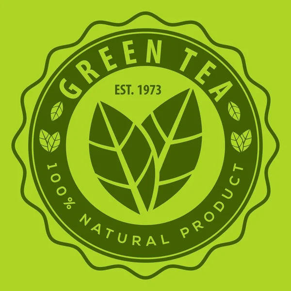 Зеленый чай дизайн логотипа шаблона. Вектор — стоковый вектор