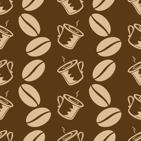 Taza de café con grano de café patrón sin costura . — Archivo Imágenes Vectoriales