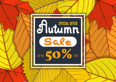 Sonbahar satışı indirim poster. Vektör Illustration