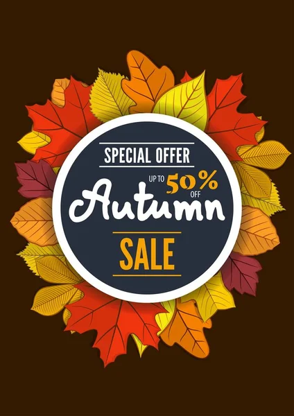 Autumn sale discount poster. Vector illustration — Stock Vector