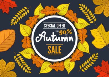Sonbahar satışı indirim poster. Vektör Illustration