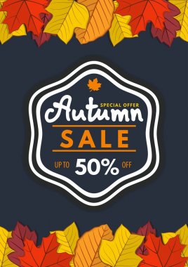 Sonbahar satışı indirim poster. Vektör Illustration